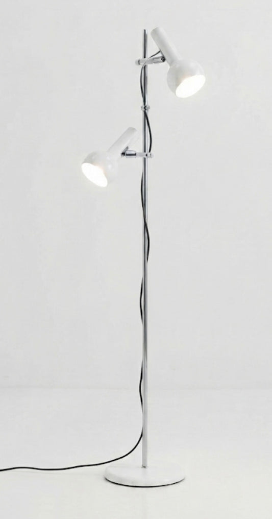 Oslo Dual-Head Floor Lamp, Gloss White
