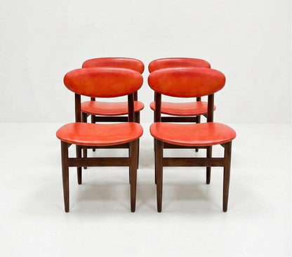 Mid Century Elite bean Tasmanian Ash chairs orange vinyl