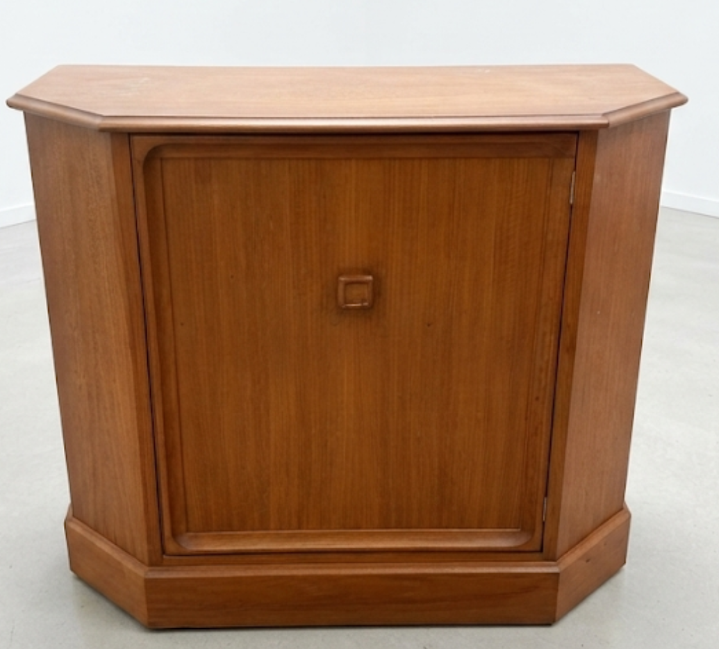 Mid Century Parker Square handle Golden teak hall cabinet LP Storage sideboard