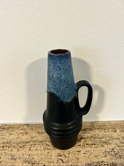 Mid Century West German Blue jug fat lava 400 - 22 vase decor