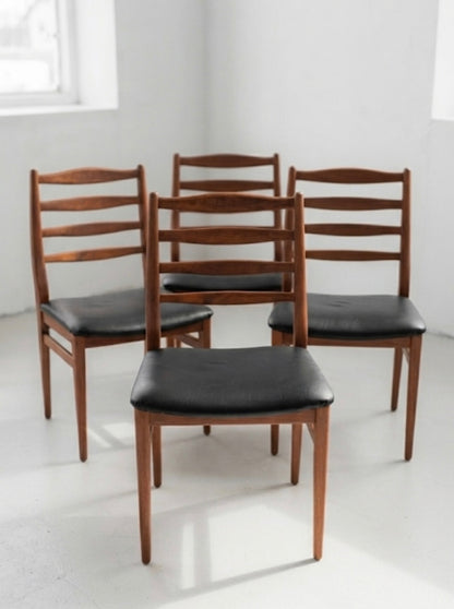 Mid Century Hi Fi Ladder Back Dining Chairs Set of four Danish style