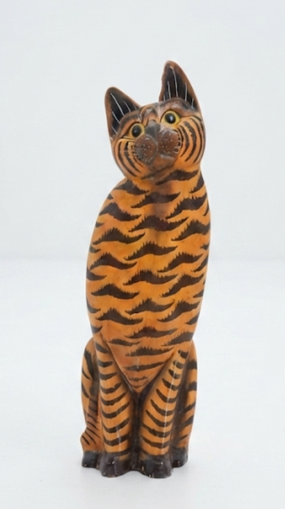 Hand Carved Mid-Century Folk Cat