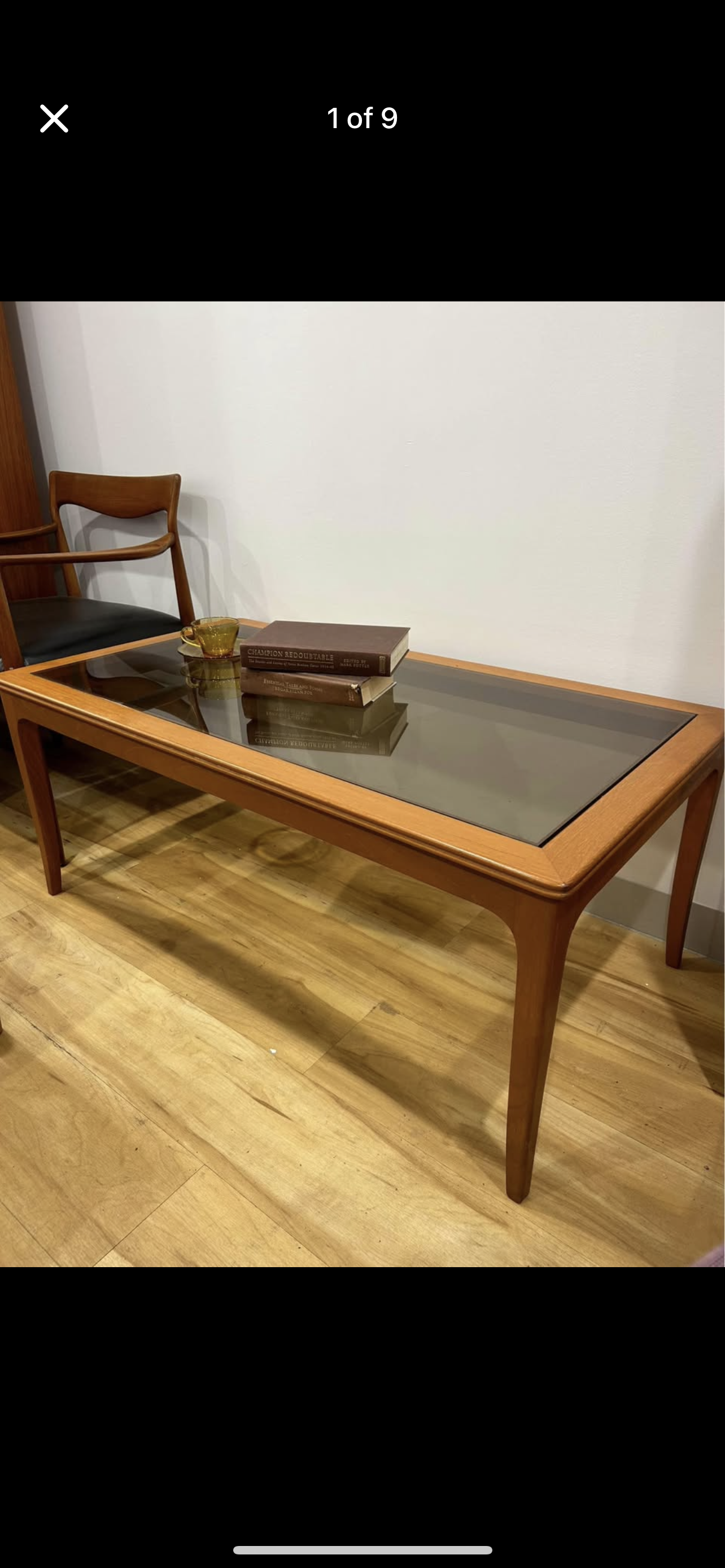 Chiswell smoked glass coffee table golden teak