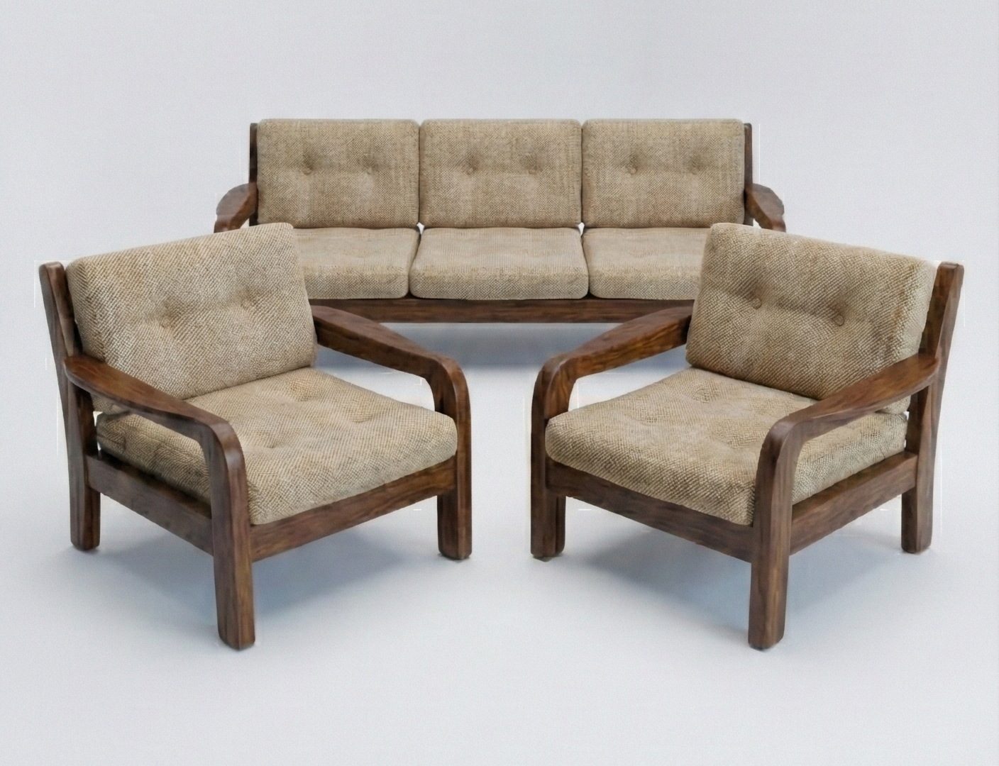 Mid Century Danish Backwood sculpture armchair original wool