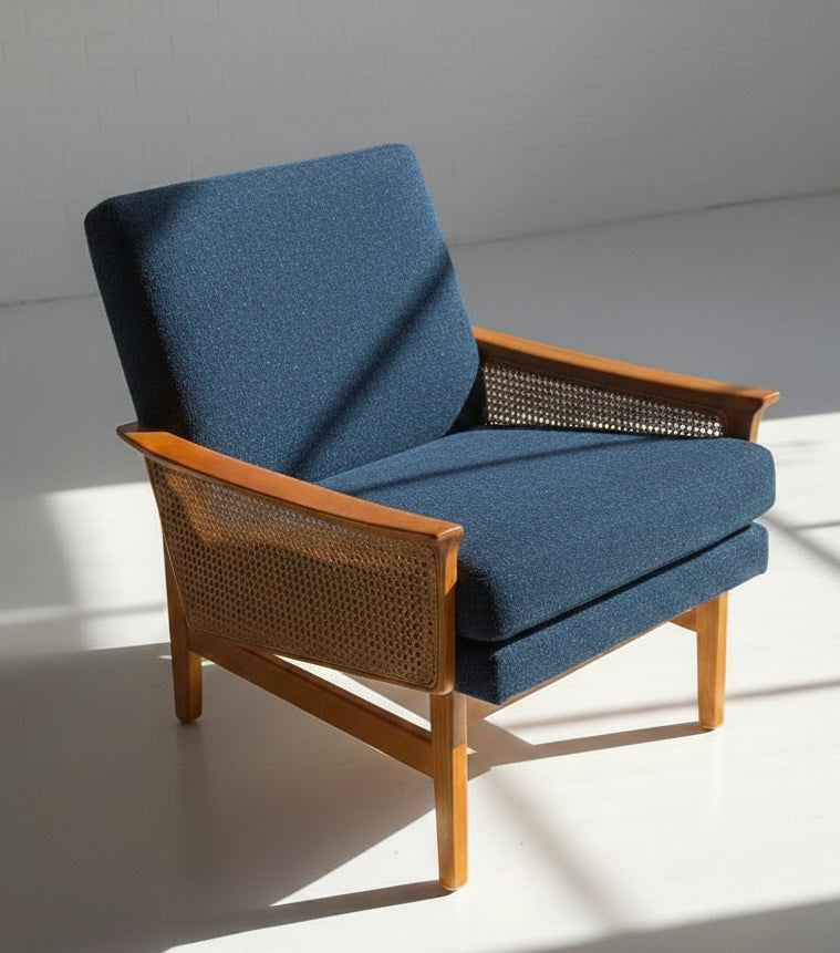 Mid Century Fler Fler line armchair with rattan Custom Order 3-4 week lead time