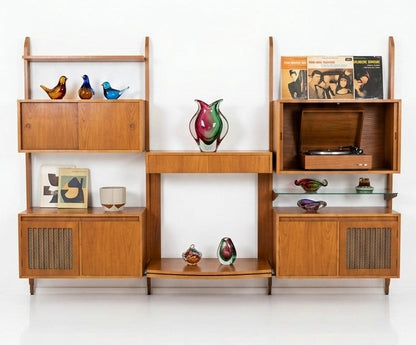 Mid Century wall unit John Grimes style ladder storage retro display cabinet