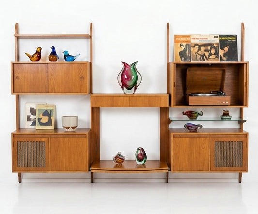 Mid Century wall unit John Grimes style ladder storage retro display cabinet