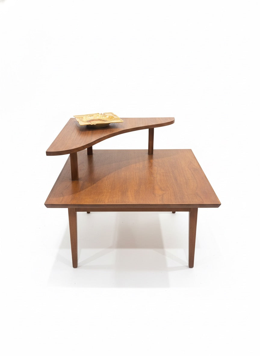 Mid Century Parker corner two tier table teak
