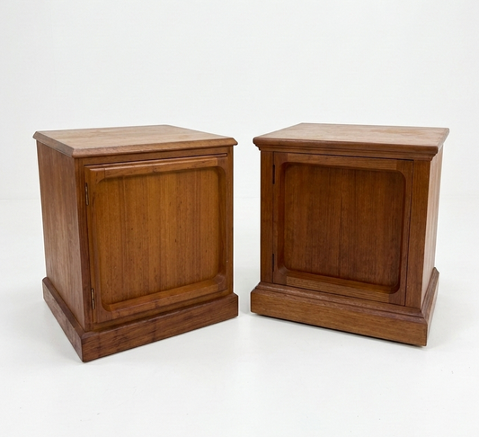Mid Century Australian Chiswell teak pair side tables cabinet low bed side tables mcm retro