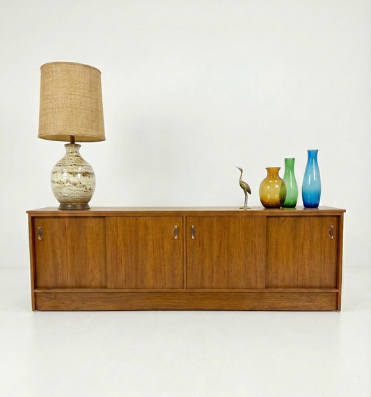 Mid Century Credenza sideboard storage cabinet retro gold teak