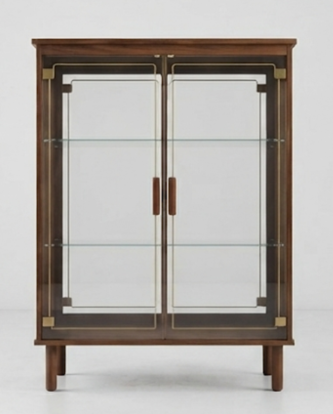 Mid-Century Teak & Gold Display Cabinet