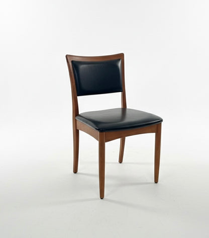 Mid Century Chiswell black vinyl teak office dining chair retro mcm seat