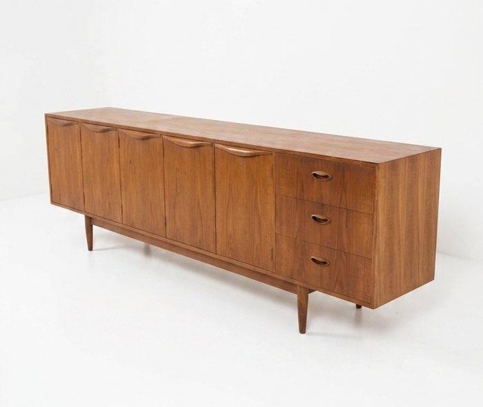 Chiswell Wave Teak Sideboard, Five-Door Buffet