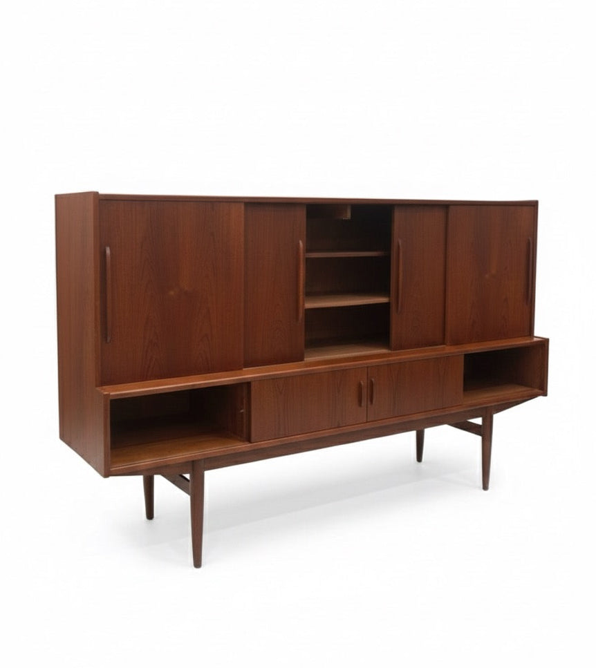 Mid Century Danish Highboard teak sideboard storage unit liquor cabinet