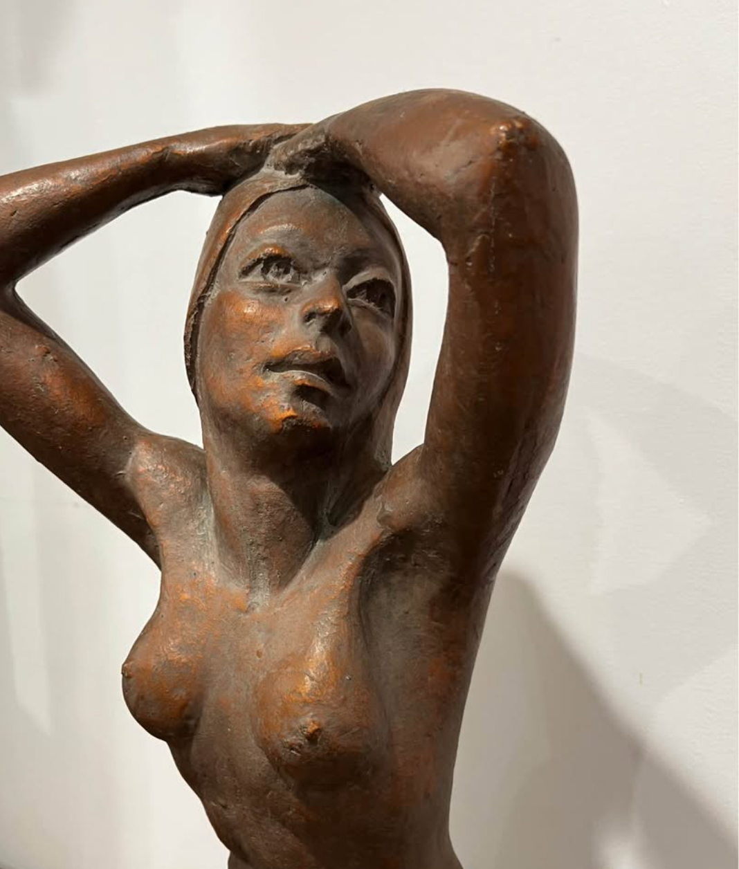 Mid Century Clay sculpture of a Woman Nude signed 1970s decor