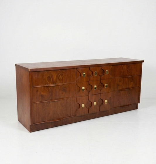 Mid Century Burguess teak gold dresser sideboard storage Australian 1970s