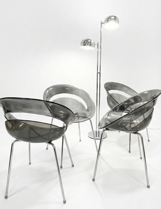 Space age chrome perspex scoop chair Arik Levy ‘Tina’ Industrial