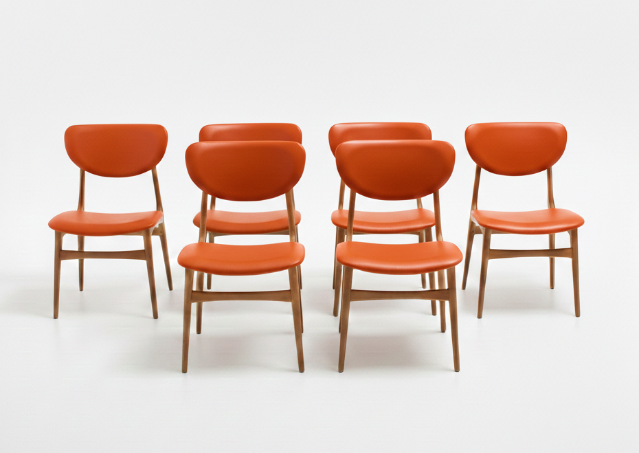 Mid Century Australian Elite Dining Chair Set of Six Custom Upholstery 3 - 4 week lead time MCM