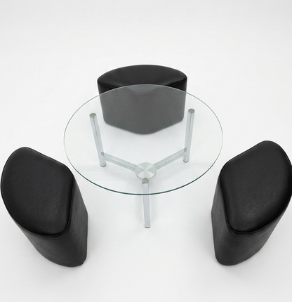 Mid Century 1970s T H BROWN style Ariel Space Age Chrome Coffee table stools