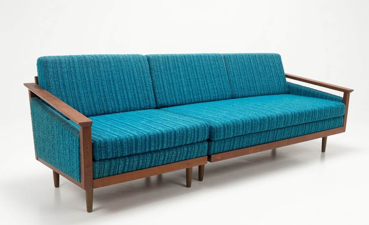 Teak Modular Sofa, Blue — 1960s