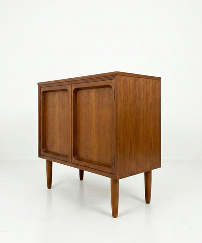 Mid Century Chiswell compact L P cabinet teak retro storage sideboard