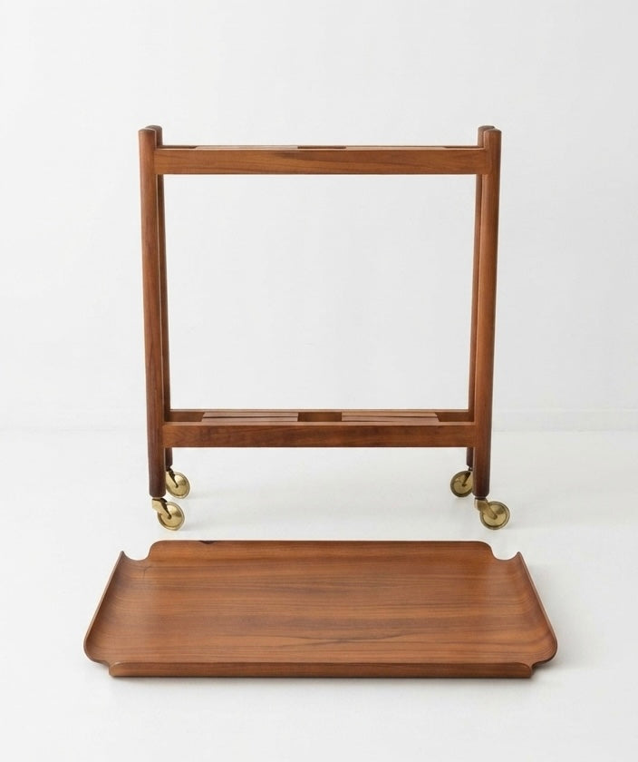 C. A. Backman Trolley Finland teak fold serving cocktail bar cart