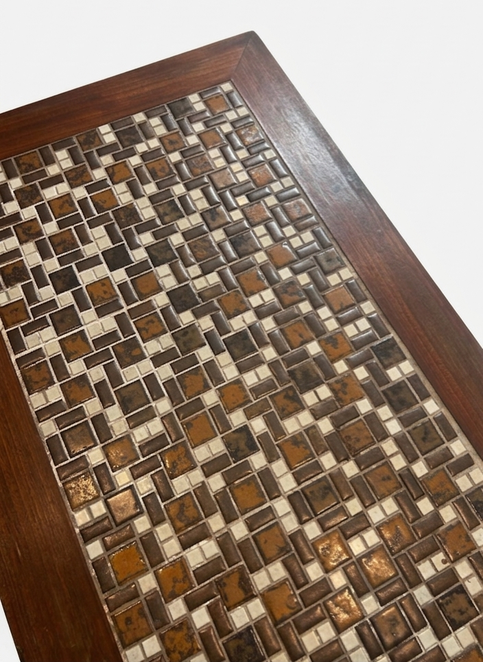Mid Century Teak tiled top table mosaic mcm retro