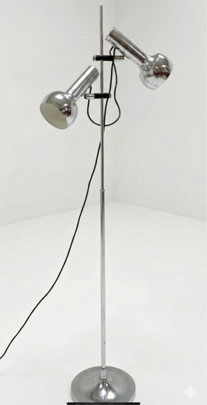 Mid Century Twin floor lamp Oslo chrome retro