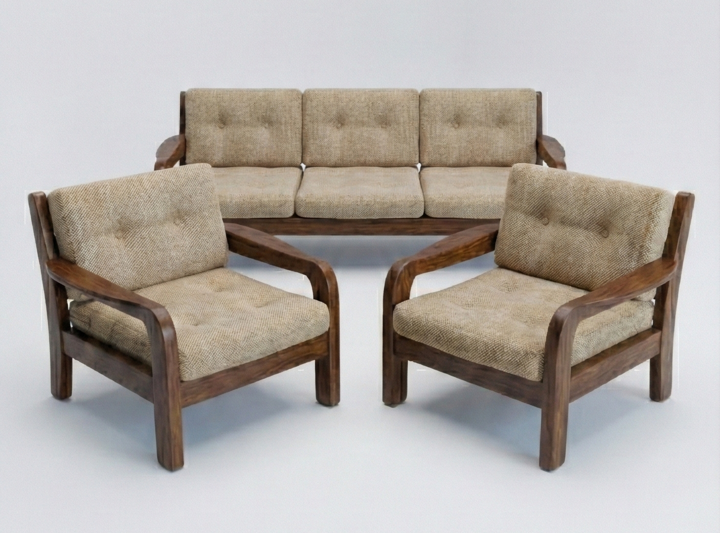 Mid Century Danish Backwood sculpture lounge three seater sofa settee original wool