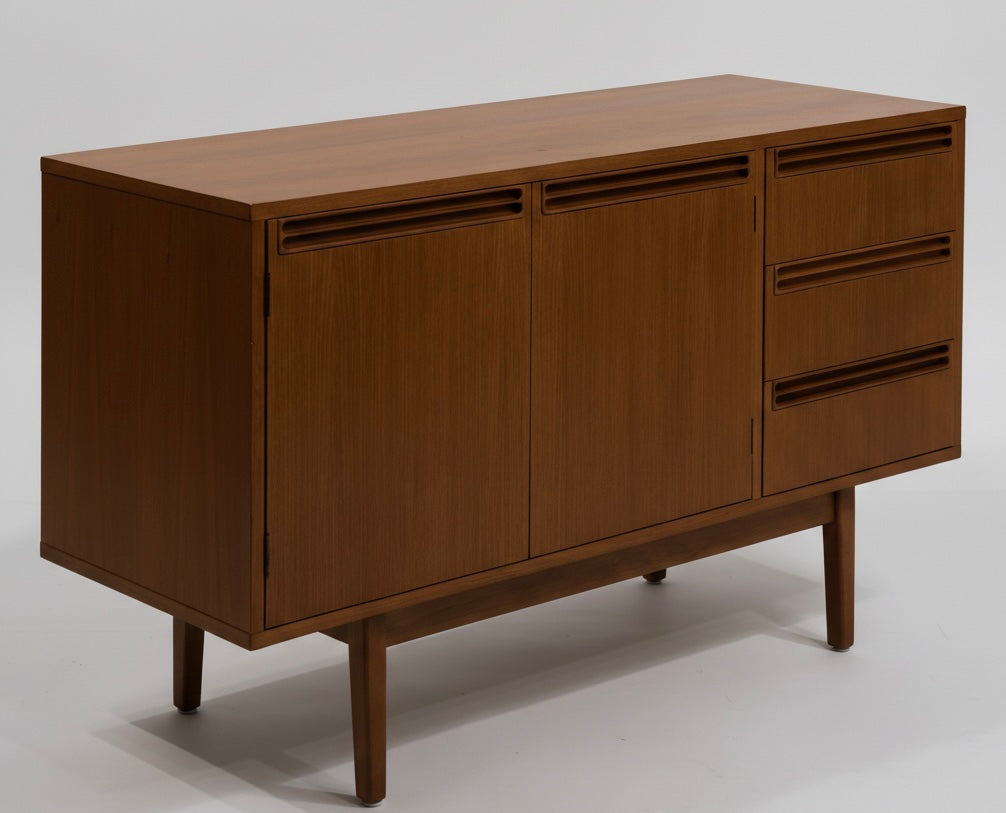 Mid Century Teak Sideboard Buffet Cabinet LP Storage by Wrightbilt 1960s minimalist Custom Order 2-3 week