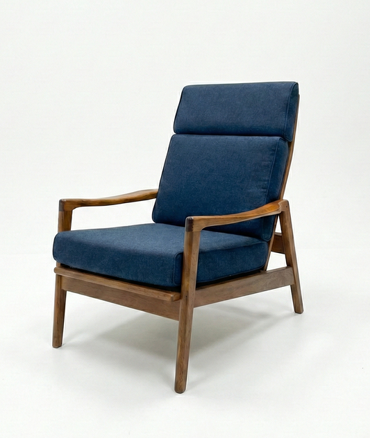 Mid Century Fler TV high back chair teak frame armchair lounge seat