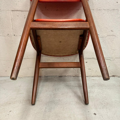 Mid Century Elite bean Tasmanian Ash chairs orange vinyl