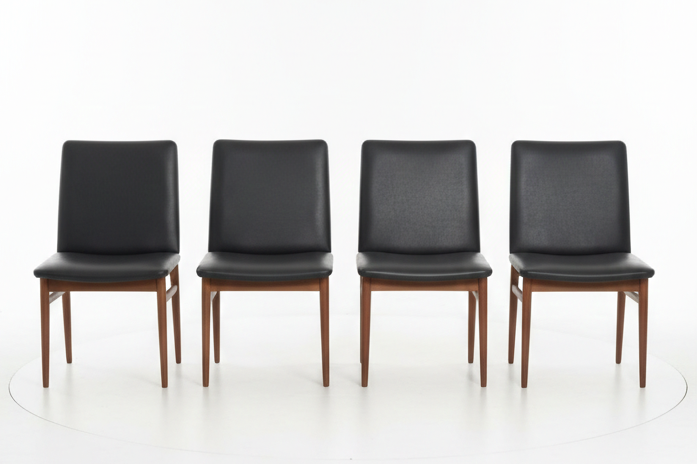 Parker No. 118 Slab-Back Chairs, Set of Four — Black Vinyl