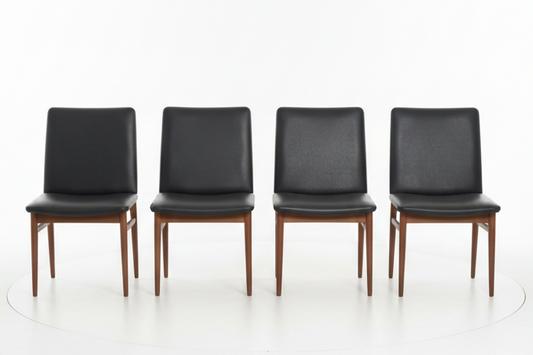 Parker No. 118 Slab-Back Chairs, Set of Four — Black Vinyl