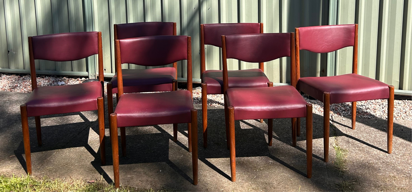 Mid Century Parker Nordic chairs set of six new Vegan Burgundyupholstery