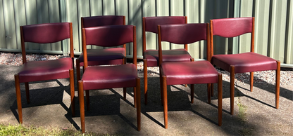 Mid Century Parker Nordic 62 chairs set of six new Vegan Burgundy upholstery
