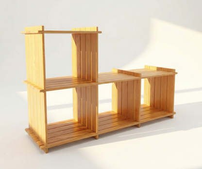 Post Modern Pine Book Shelf storage stepped cube design retro unit