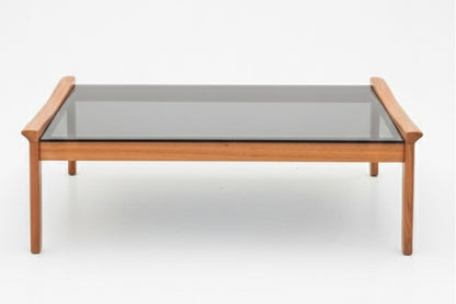 Mid Century Tessa smokey glass Blackwood coffee table large mcm retro