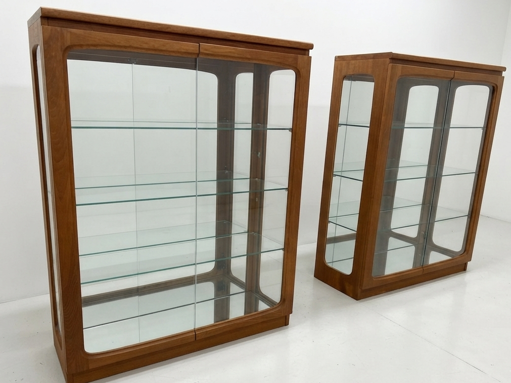 Chiswell Glass China cabinets pair Golden Teak