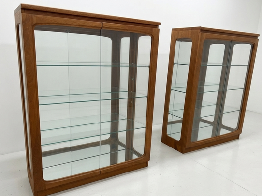 Chiswell Glass China cabinets Pair Golden Teak