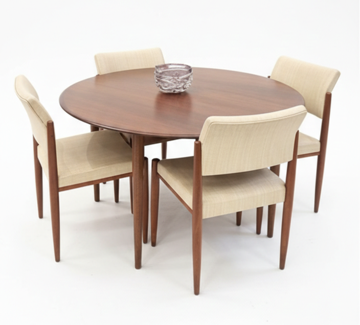 Mid Century Parker 1970s teak blackwood round nordic extension circle table Custom Finish 2-3 week lead time