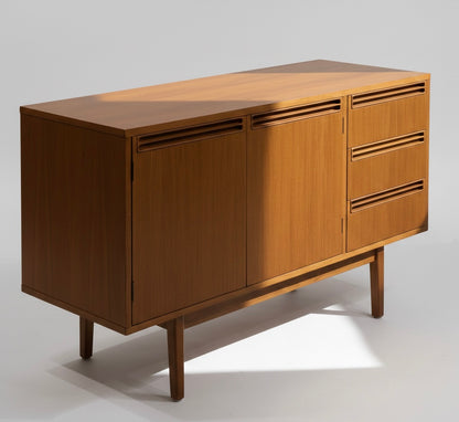 Mid Century Teak Sideboard Buffet Cabinet LP Storage by Wrightbilt 1960s minimalist Custom Order 2-3 week